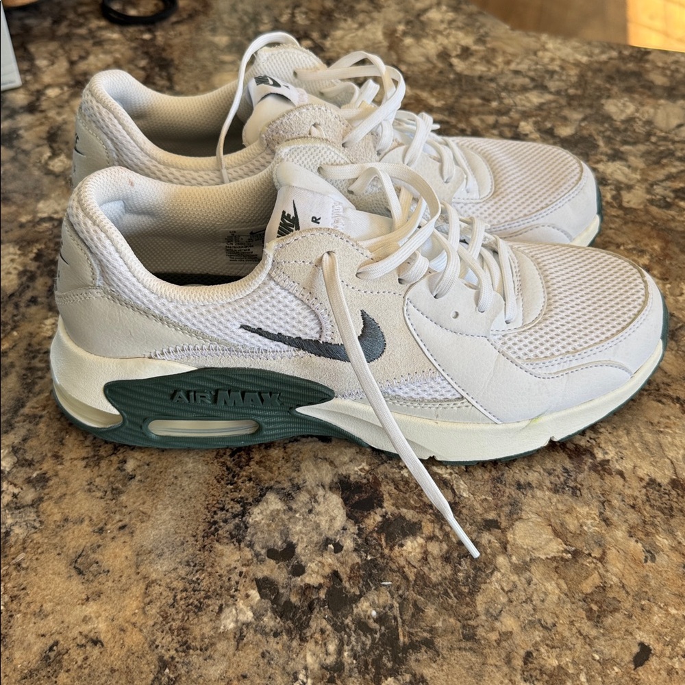 Nike Air Max White and Dark Green Sneakers